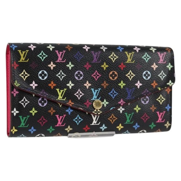 LOUIS VUITTON Multicolor Portefeiulle Sarah Wallet Black M60668 LV Auth 138922V - Picture 1 of 16